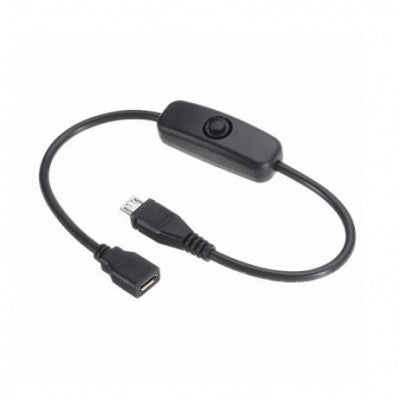 An Micro USB Male to Female Power Cord Cable with Switch for Raspberry Pi 3