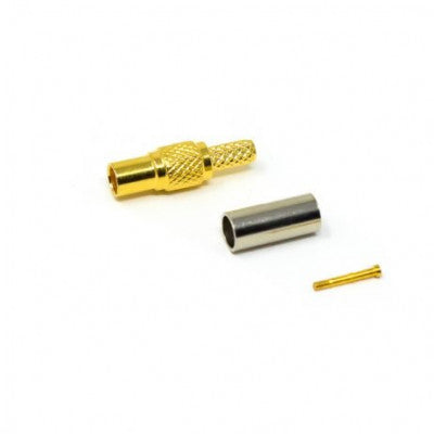 An MMCX Coaxial Connector Male Straight Gold Plated Crimp Type