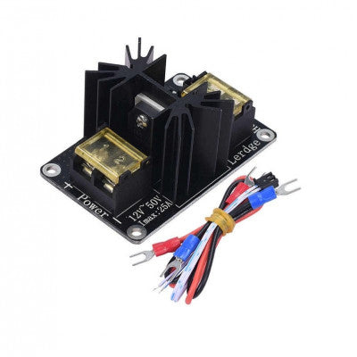 An MOS25 12 to 50V 25A 3D printer Heat Bed Power Expansion Module with Cables