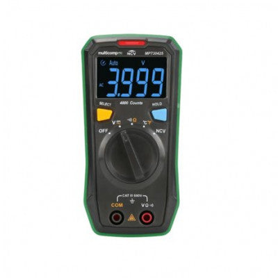 An MULTICOMP PRO MP730425 AC/DC Voltage Resistance Temperature Handheld Digital Multimeter