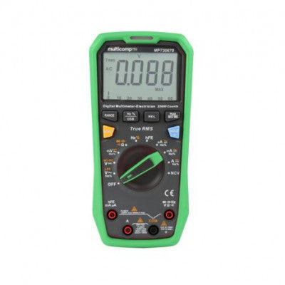 An MULTICOMP PRO MP730679 Handheld Digital Multimeter, 1000V@20A AC/DC, 220MR, 220mF, 220MHz, True RMS, NCV, Diode, hFE, LPF