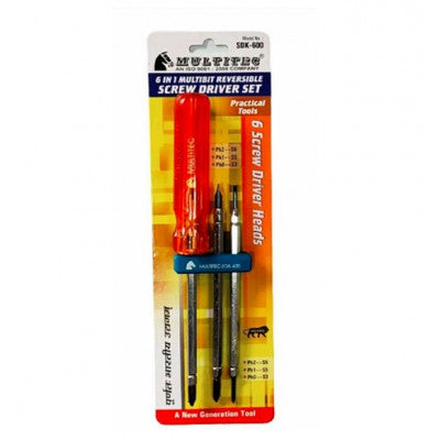 An Multitec SDK-600 6 In 1 Multibit Stubby Reversible Screw Driver Set