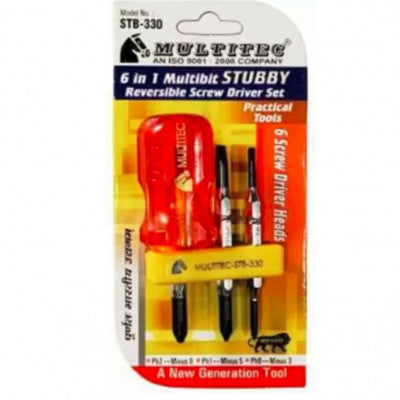 An Multitec STB-330 6 In 1 Multibit Stubby Reversible Screw Driver Set
