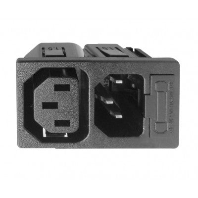 An MX 1 Outlet AC Male + 1 Outlet AC Female Lock Type with Fuse For Computer Power Supply (MX-3197)