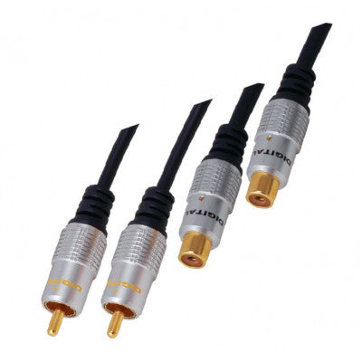An MX 2 RCA Male Plug To MX 2 RCA Female Socket Cord Gold Plated (MX-2388)
