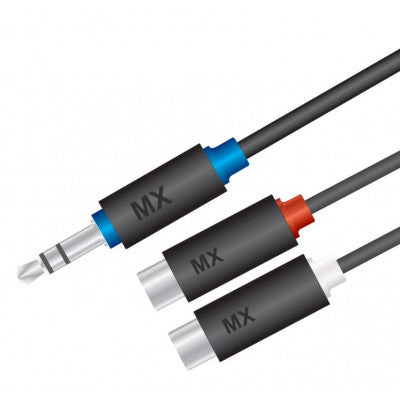 An MX 3.5mm Stereo Plug To 2 x RCA Female Socket Cord 0.3 Meter (MX-3386)