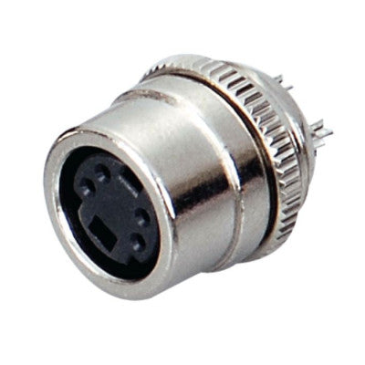 An MX 4 Pin Mini DIN Female Socket Connector Chassis Type with Nut (MX-2530)