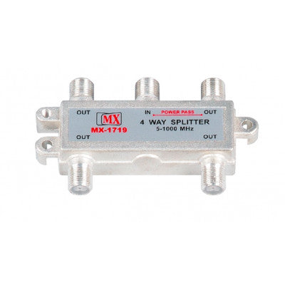 An MX 4 Way Splitter Mini 1 GHz All Power Pass (MX-1719A)