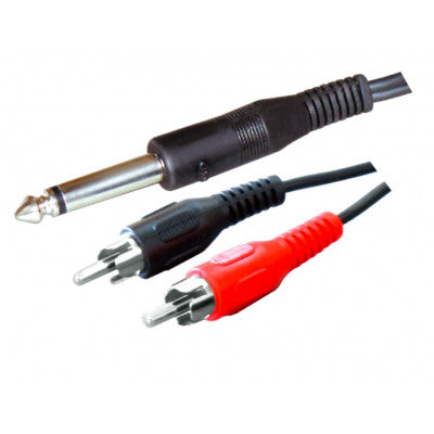An MX 6.35mm P-38 Mono Male Plug To MX 2 RCA Male Plug Cord 1.5 Meter (MX-644)