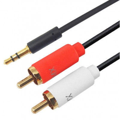 An MX EP Stereo Male Plug 3.5mm To 2 RCA Male Plug Cord 1.5 Meter Slim Type Gold Plated (MX-4067)