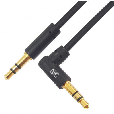 An MX EP Stereo Male Plug 3.5mm To EP Stereo Male Plug 3.5mm Right Angle Cord 1.5 Meter Slim Type Gold Plated (MX-4068)
