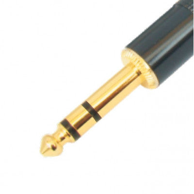 An MX P-38 Stereo Male Plug Connector Full Metal with Spring Black Coated Tip Gold Plated For 8mm Cable (MX-2568)