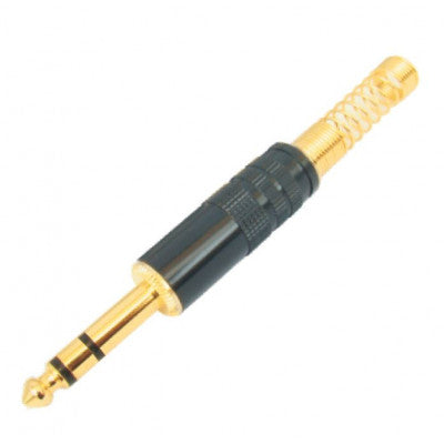 An MX P-38 Stereo Male Plug Connector Full Metal with Spring Black Coated Tip Gold Plated For 8mm Cable (MX-2568)