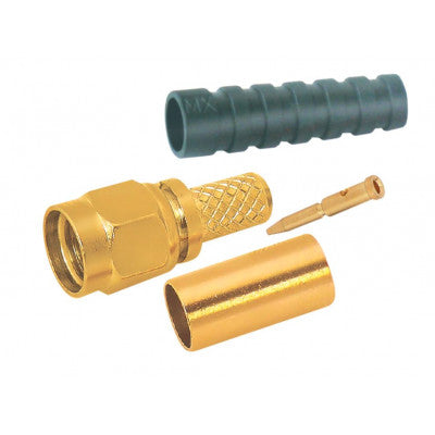 An MX SMA Male Connector Crimp Type For RG-58U and RG-174U Cable Fully Gold Plated with Boot (MX-336A)