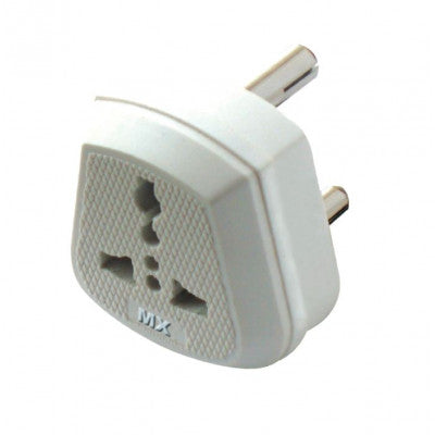 An MX Universal Conversion Plug 3 Pin Converts 15A To 5A Polycarbonate Moulded (MX-2766)