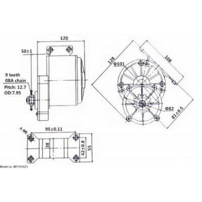 An MY1016Z3 350W (GB)+ Motor Controller + Twist Throttle + Brake, DIY Electric Bicycle Kit