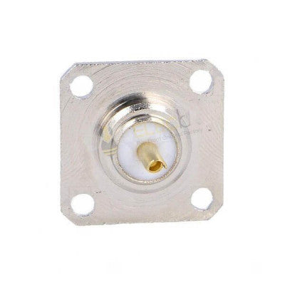 An N Female Straight Soldering Panel Mounting Socket