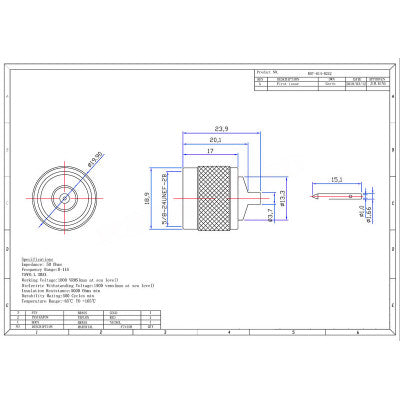 An N Type Coaxial Male Connector 180 Degree Solder Type for Cable