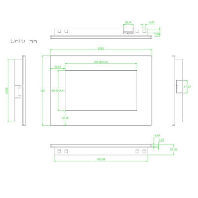 An Nextion 18.1 cm (7 inch) Enhanced NX8048K070-011R HMI Resistive Touch Display with enclosure