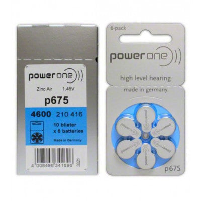 An PowerOne P675 Hearing AID Battery - 6 Pieces Pack
