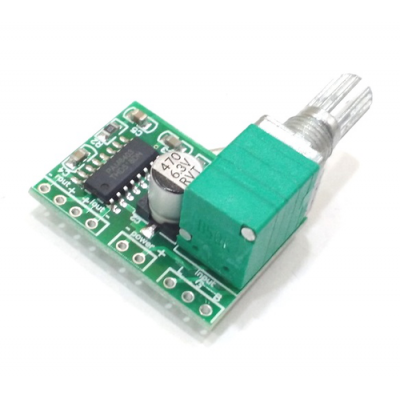 An PAM8403 Mini 5V Audio Amplifier Board with Switch Potentiometer