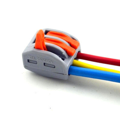 An PCT-213 0.08-2.5mm 3 Pole Wire Connector Terminal Block with Spring Lock Lever for Cable Connection