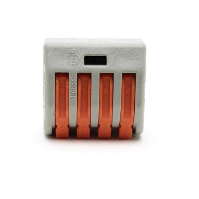 An PCT-214 0.08-2.5mm 4 Pole Wire Connector Terminal Block with Spring Lock Lever for Cable Connection