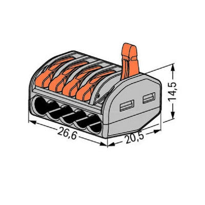 An PCT-215 0.08-2.5mm 5 Pole Wire Connector Terminal Block with Spring Lock Lever for Cable Connection