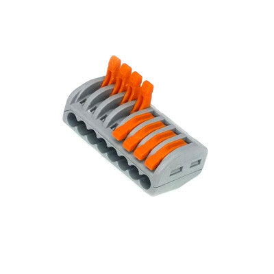 An PCT-218 0.08-2.5mm 8 Pole Wire Connector Terminal Block with Spring Lock Lever for Cable Connection