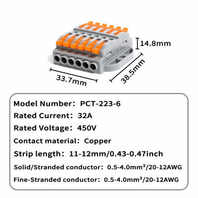 An PCT-223-6 Stationary Type Quick Connection Terminal