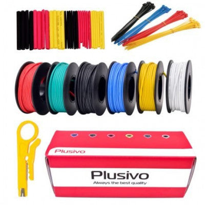 An Plusivo 24AWG Hook up Wire Kit - 600V Pre-Tinned Stranded Silicon Wire of 6 Colors x 9M