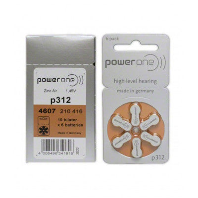 An PowerOne P312 Hearing AID Battery - 6 Pieces Pack