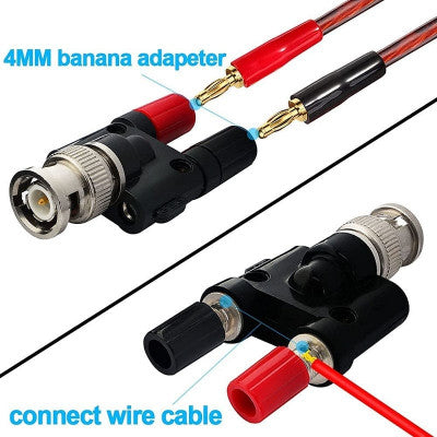 An Q9 BNC Banana To Two Dual 4mm Banana Male Female Jack Coaxial Connector