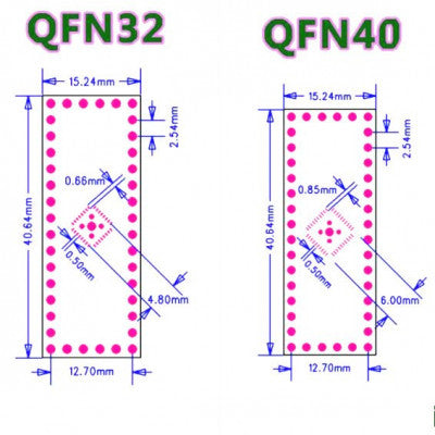 An QFN32 QFN40 SMD to DIP Adapter PCB Board-2 Pieces Pack
