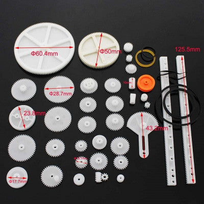 An Rack and Pinion Gear Pulley Plastic Sharft Worm Gear Reducer for Robot DIY Assorted Kit - 34 Kinds Pack