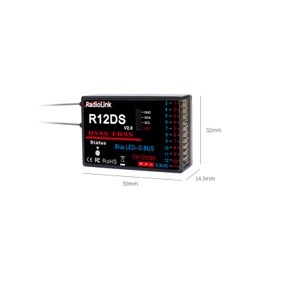 An Radiolink R12DS 2.4GHz RC Receiver 12 Channels SBUS/PWM