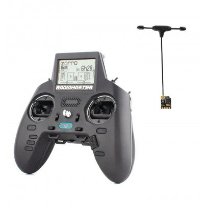 An Radiomaster Zorro ELRS Radio Transmitter with RP1 ExpressLRS 2.4ghz Nano Receiver