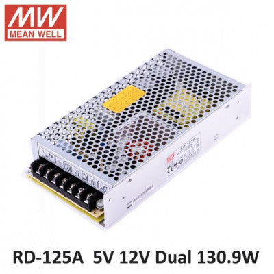 An RD-125A Mean Well SMPS 5V 7.7A  and 12V 7.7A - 130.9W Dual Output Metal Power Supply