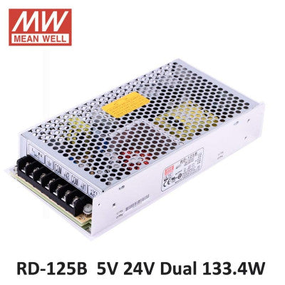 An RD-125B Mean Well SMPS 5V 4.6A  and 24V 4.6A - 133.4W Dual Output Metal Power Supply