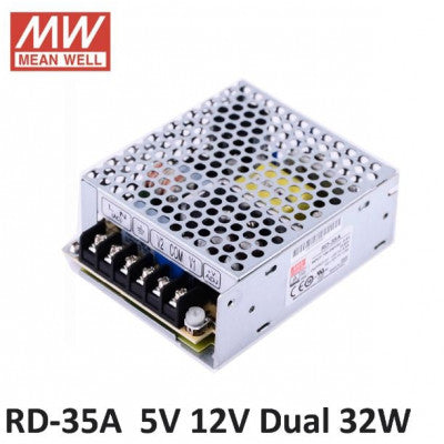 An RD-35A Mean Well SMPS 5V 4A  and 12V 1A - 32W Dual Output Metal Power Supply