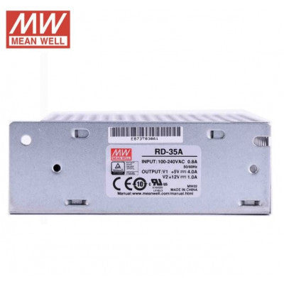 An RD-35A Mean Well SMPS 5V 4A  and 12V 1A - 32W Dual Output Metal Power Supply