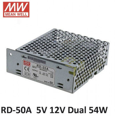 An RD-50A Mean Well SMPS 5V 6A  and 12V 2A - 54W Dual Output Metal Power Supply