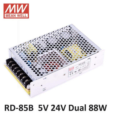 An RD-85B Mean Well SMPS 5V 8A  and 24V 2A - 88W Dual Output Metal Power Supply