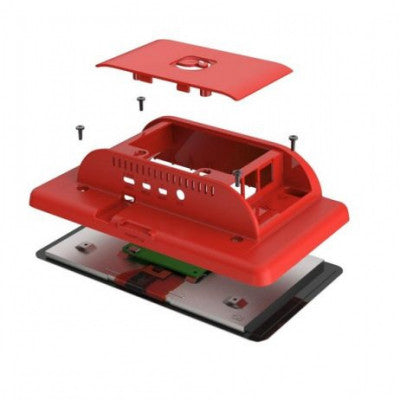 An Red ABS Case for 19.4 cm (7 inch) Official Touch Screen Display and Raspberry Pi 4