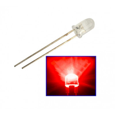 An Red LED - 3mm Clear - 5 Pieces Pack