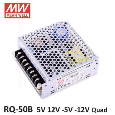 An RQ-50B Mean Well SMPS (5V 5A), (12V 1A), (-5V 0.5A) and (-12V 0.5A) - 45.5W Quad 4 Output Metal Power Supply