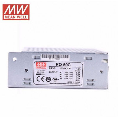 An RQ-50C Mean Well SMPS (5V 5A), (15V 1A), (-5V 0.5A) and (-15V 0.5A) - 50W Quad 4 Output Metal Power Supply