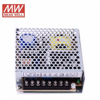 An RQ-50D Mean Well SMPS (5V 3A), (12V 0.9A), (24V 0.9A) and (-12V 0.5A) - 53.4W Quad 4 Output Metal Power Supply