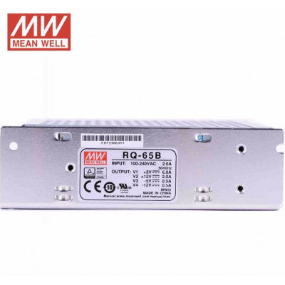 An RQ-65B Mean Well SMPS (5V 6A), (12V 2A), (-5V 0.5A) and (-12V 0.5A) - 62.5W Quad 4 Output Metal Power Supply