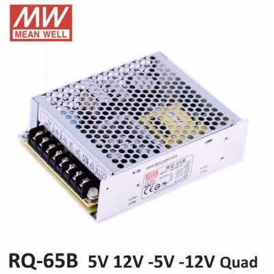 An RQ-65B Mean Well SMPS (5V 6A), (12V 2A), (-5V 0.5A) and (-12V 0.5A) - 62.5W Quad 4 Output Metal Power Supply